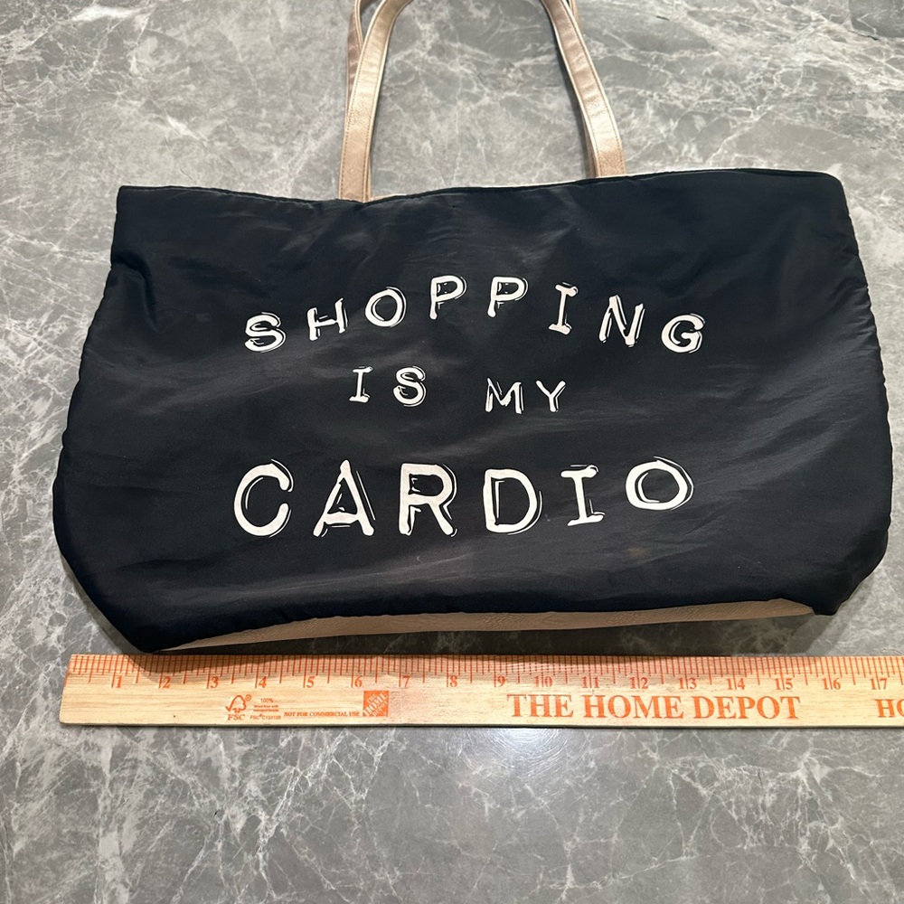 Shopping Is My Cardio Cute Fabric Double Handle Tote Clean Interior-The Icing